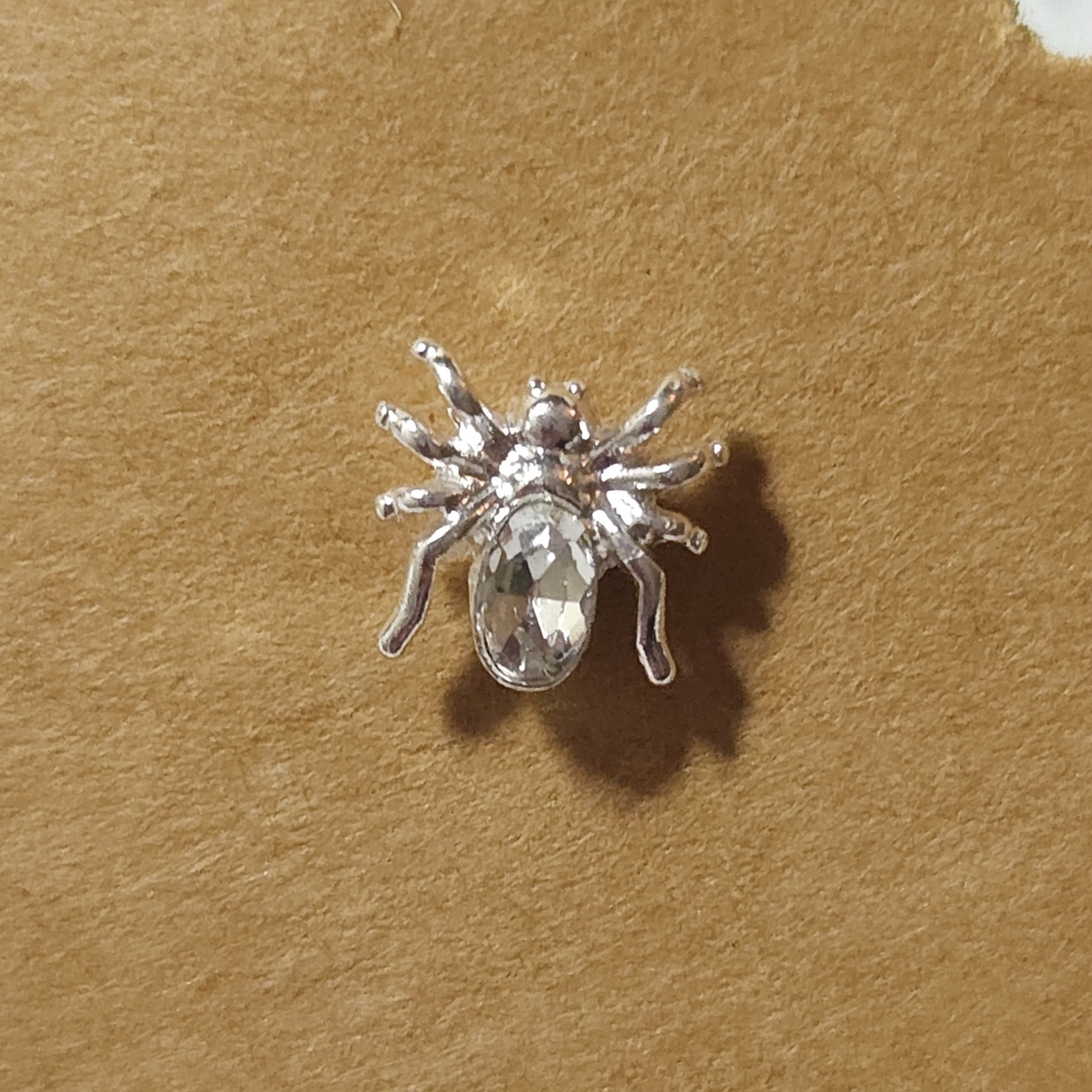 Sterling Silver Crystal Spider Stud Earrings Glass Crystal Spider Earrings - Picture 6 of 8